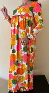 lot 102 image: Bright Colored Floral Design Vintage Dress from Hawaii