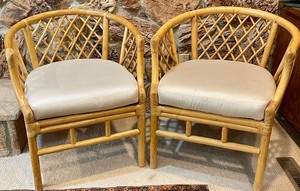 lot 59 image: Vintage Curved Back Bamboo Chairs