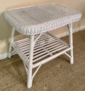 lot 136 image: White Wicker Accent Table