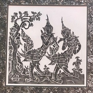 lot 131 image: Fabulous Framed Thai Temple Rubbing