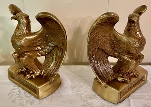 lot 158 image: PM Craftsman Brass Eagle Bookends or Decor