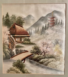 lot 199 image: Framed Asian Inspired Silk Art