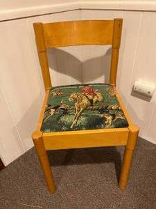 Wood Chair with Embroidered Seat