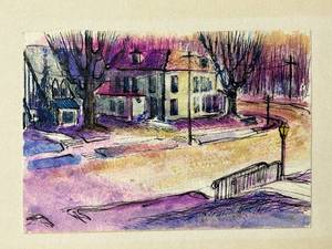 Street Watercolor Scene