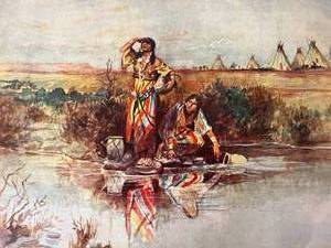 Native American Women Gathering Water Print by C. M. Russeld