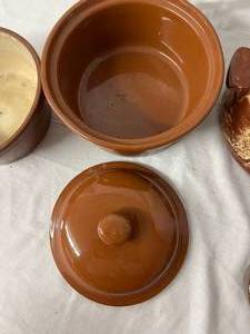 3 Larger Brown Pots  & 5 Smaller Pots