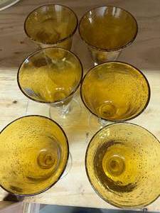 Lot of 6 Gold Stemmed Glasses