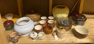 Lot of Clay and Ceramic Pots, Bowls & Tea Pot