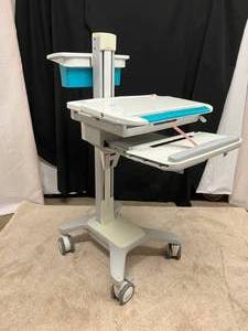 $2800 Medical Mobile Computer Workstation Ergotron Locking Laptop Notebook Adjustable Sit Or Stand Computer Cart COW - Great Condition - Electronics Not Included - No Key
