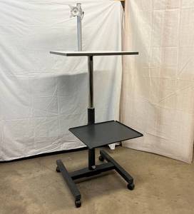 MSRP $1200 Ergotron Sit To Stand Computer Mobile Work Table Both Tables Are&nbspHeight Adjustable&nbspWith Monitor Mount Great For Inventory Great Condition