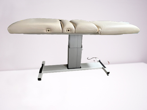 GOLDEN RATIO 4 SECTION ELECTRIC HIGH LOW TREATMENT MASSAGE TABLE - GREAT WORKING CONDITION - SMALL BROWN MELT MARK ON ONE END &amp MISSING ONE SMALL SCREW IN SUPPORT BALANCE PIECE UNDER CORNER OF BASE