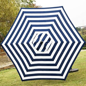 lot 37 image: Blissun 7.5 Patio Umbrella with Push Button TiltCrank. BlueWhite Stripe