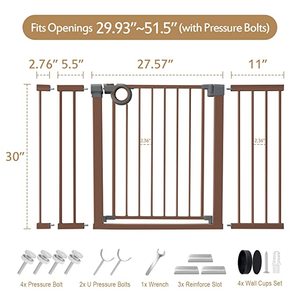 lot 78 image: Yacul Easy Open Metal Safety Gate, Brown