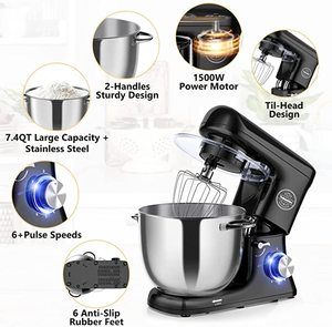 lot 89 image: Stand Mixer, 7.4-QT 660W 6-Speed Food Mixer, Red