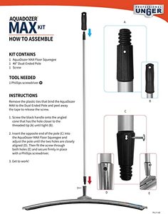 lot 70 image: Unger Professional AquaDozer MAX Kit with 36 Smooth Surface Curved Floor Squeegee and 48 Dual End Pole
