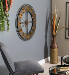lot 88 image: Extra Large 30 Inch Industrial Loft Metal Wall Clock with Open Face and Arabic Numerals