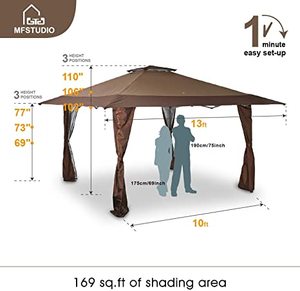 lot 32 image: PHIVILLA 13 x 13 Outdoor Canopy Patio Gazebo Canopy Tent, Brown