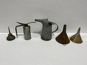 Vintage Oil Cans and Funnels