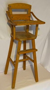 lot 63 image: Vintage Wooden Doll Highchair