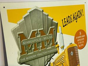 lot 66 image: Minneapolis Moline Metal Wall Sign (Replica)