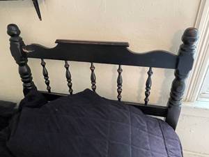 lot 80 image: Black Wooden Twin Bed Frame