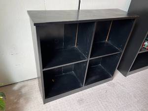 lot 82 image: Black Wood 4 Section Bookshelf