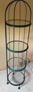 lot 89 image: 4 Shelf Metal Plant stand With Glass Shelves