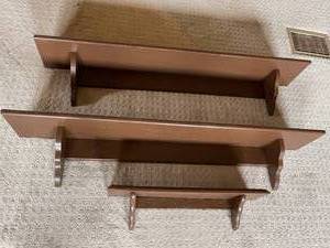 lot 94 image: Hand Made Wooden Wall Mount Shelves