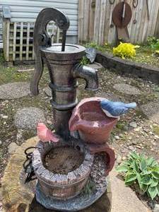 lot 177 image: Resin Two Tier Bird Fountain with Pump