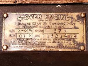 lot 24 image: Vintage Stovers Mfg & Engine Co Hit & Miss Engine