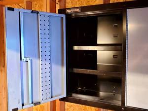 lot 36 image: Locking Performax Garage Wall Cabinet Unit