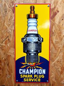 lot 184 image: Metal Champion Spark Plug Sign 8 W x 16 H
