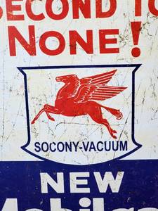 lot 186 image: Mobil Gas Tin Sign 12 W x 16 H