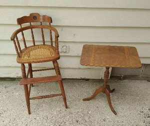 Vintage End table And Highchair