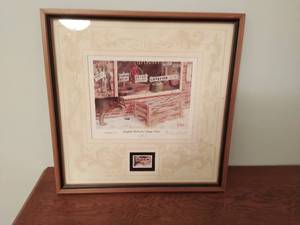 Framed Les C. Kouba Print and Stamp