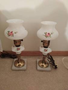 Pair of Vintage Table Lamps with Marble Base