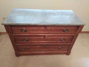 Three Drawer Dresser with Stone Top