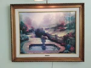 Framed Gardens Beyond Autumn Gate by Thomas Kinkade with Gallery Light