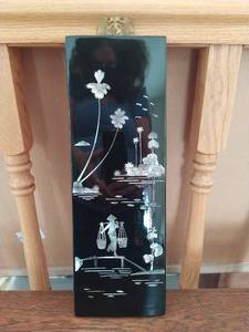 Vintage Asian Style Wall Dcor with Mother of Pearl Inlay