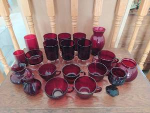 Collection of Cranberry Glass Items