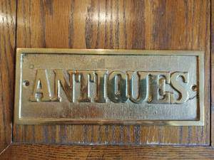 Brass Antiques Sign