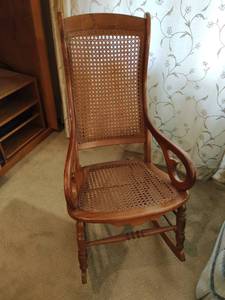 Vintage Rocking Chair with Cane Accents
