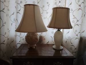 Two Vintage Glass Base Lamps