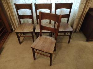 Four Vintage Wood Chairs