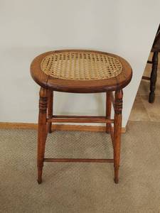 Vintage Stool with Caning