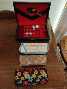 Collection of Vintage Cufflinks, Glass Cases, & More- Some Sterling