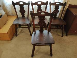 Four Vintage Wood Chairs