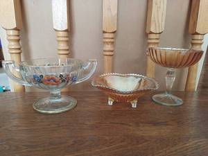 Three Glass Compote Dishes