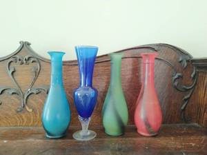 Four  Colored Glass Vases