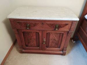 Vintage Wash Basin Cabinet with Marble Top